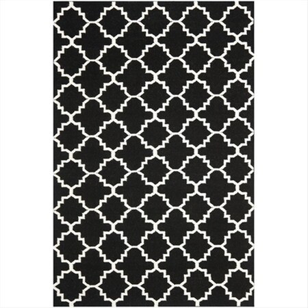 Safavieh 3 Ft. X 5 Ft. Small Rectangle Contemporary Dhurries- Black And Ivory- Flatweave Rug DHU554L-3
